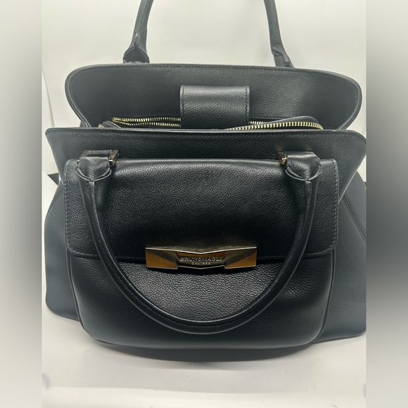 Bruno Magli Chiseled M Center Zip Leather Satchel - Picture 1 of 6